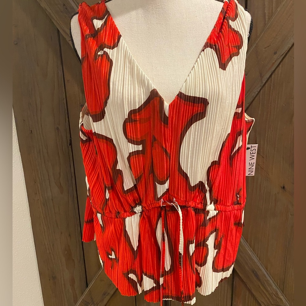 Nine West Red and White Women's Top